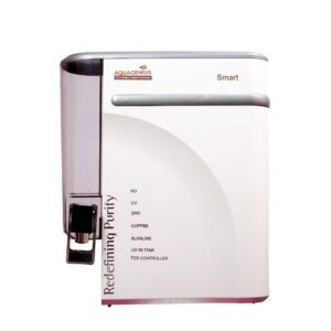 AQUAGENIUS - Smart RO Water Purifier - RO + UV + Zinc Copper Alkaline + TDS Controller | 15 LPH Output | 10L Storage - White