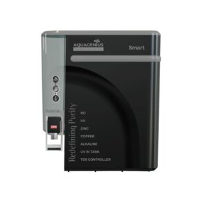 AQUAGENIUS - Smart RO Water Purifier - RO + UV + Zinc Copper Alkaline + TDS Controller | 15 LPH Output | 10L Storage - Black