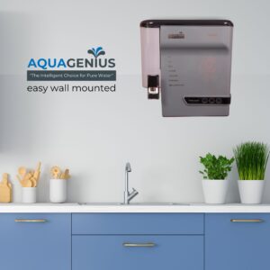 AQUAGENIUS - Smart LED RO Water Purifier - RO + UV + Zinc Copper Alkaline + TDS Controller | 15 LPH Output | 10L Storage - Grey - Image 2