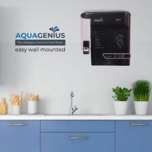 AQUAGENIUS - Smart LED RO Water Purifier - RO + UV + Zinc Copper Alkaline + TDS Controller | 15 LPH Output | 10L Storage - Black - Image 2