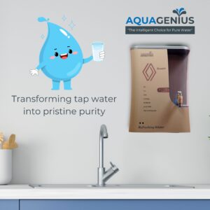 AQUAGENIUS - Smart + RO Water Purifier - RO + UV + Zinc Copper Alkaline + TDS Controller | 15 LPH Output | 10L Storage - Glod - Image 3