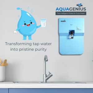 AQUAGENIUS - Vigo + RO Water Purifier - RO + UV + Zinc Copper Alkaline + TDS Controllerler | 15 LPH Output | 10L Storage - Blue - Image 3