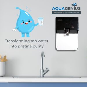 AQUAGENIUS - Vigo + RO Water Purifier - RO + UV + Zinc Copper Alkaline + TDS Controllerler | 15 LPH Output | 10L Storage - Black & White - Image 3