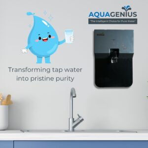 AQUAGENIUS - Vigo + RO Water Purifier - RO + UV + Zinc Copper Alkaline + TDS Controllerler | 15 LPH Output | 10L Storage - Grey & Black - Image 3