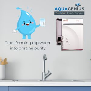 AQUAGENIUS - Smart RO Water Purifier - RO + UV + Zinc Copper Alkaline + TDS Controller | 15 LPH Output | 10L Storage - White - Image 3