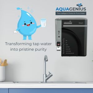 AQUAGENIUS - Smart RO Water Purifier - RO + UV + Zinc Copper Alkaline + TDS Controller | 15 LPH Output | 10L Storage - Black - Image 3