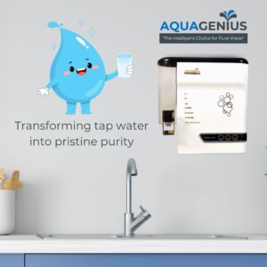 AQUAGENIUS - Smart LED RO Water Purifier - RO + UV + Zinc Copper Alkaline + TDS Controller | 15 LPH Output | 10L Storage - White - Image 3