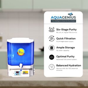 AQUAGENIUS - Club 7pH RO Water Purifier - RO + UV + UF +7PH with Live Digital TDS Controller | 15 LPH Output | 10L Storage - Image 4
